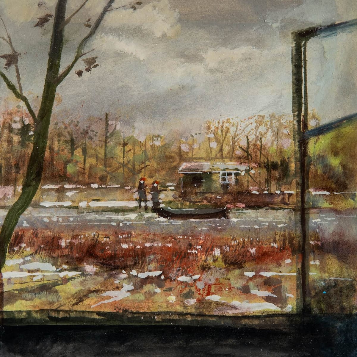 The song art for the song "The Life I'll Leav" from the album Redshift by The Okay Lakes. An original painting by David Bez.