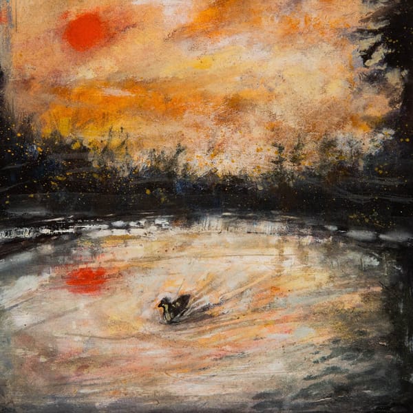 The song art for "(The Graves of the Glaciers)" from the album Redshift by The Okay Lakes. An original painting by David Bez.